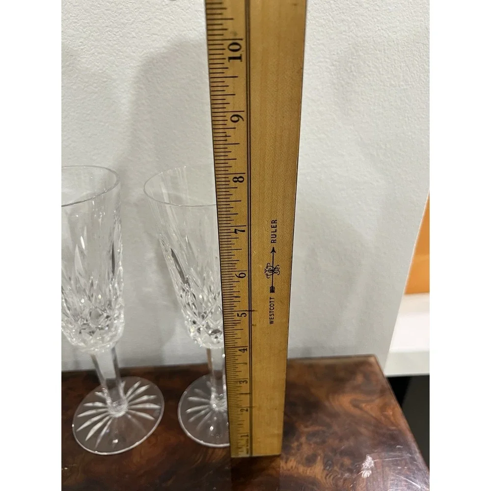 Set of 2 WATERFORD Lismore Crystal Champagne Glasses Flutes 7.25